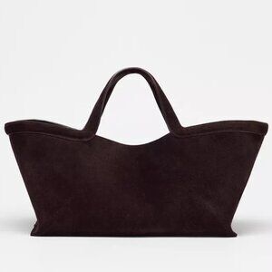 NWT ZARA Elongated Suede Shopper Tote Bag